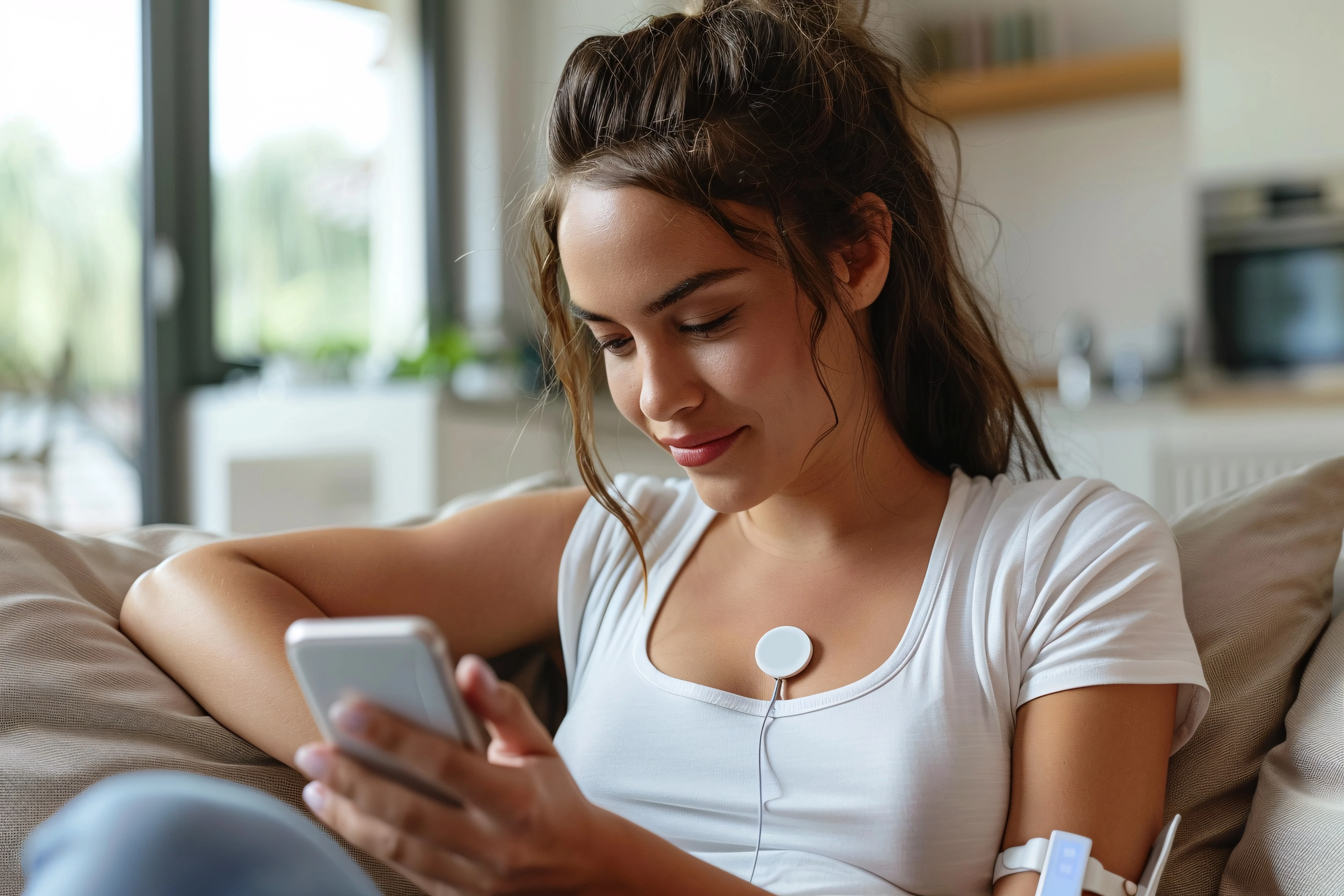 Woman with health monitor